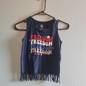 Wonder Nation Dark Blue Kids Tank Top with Fringe